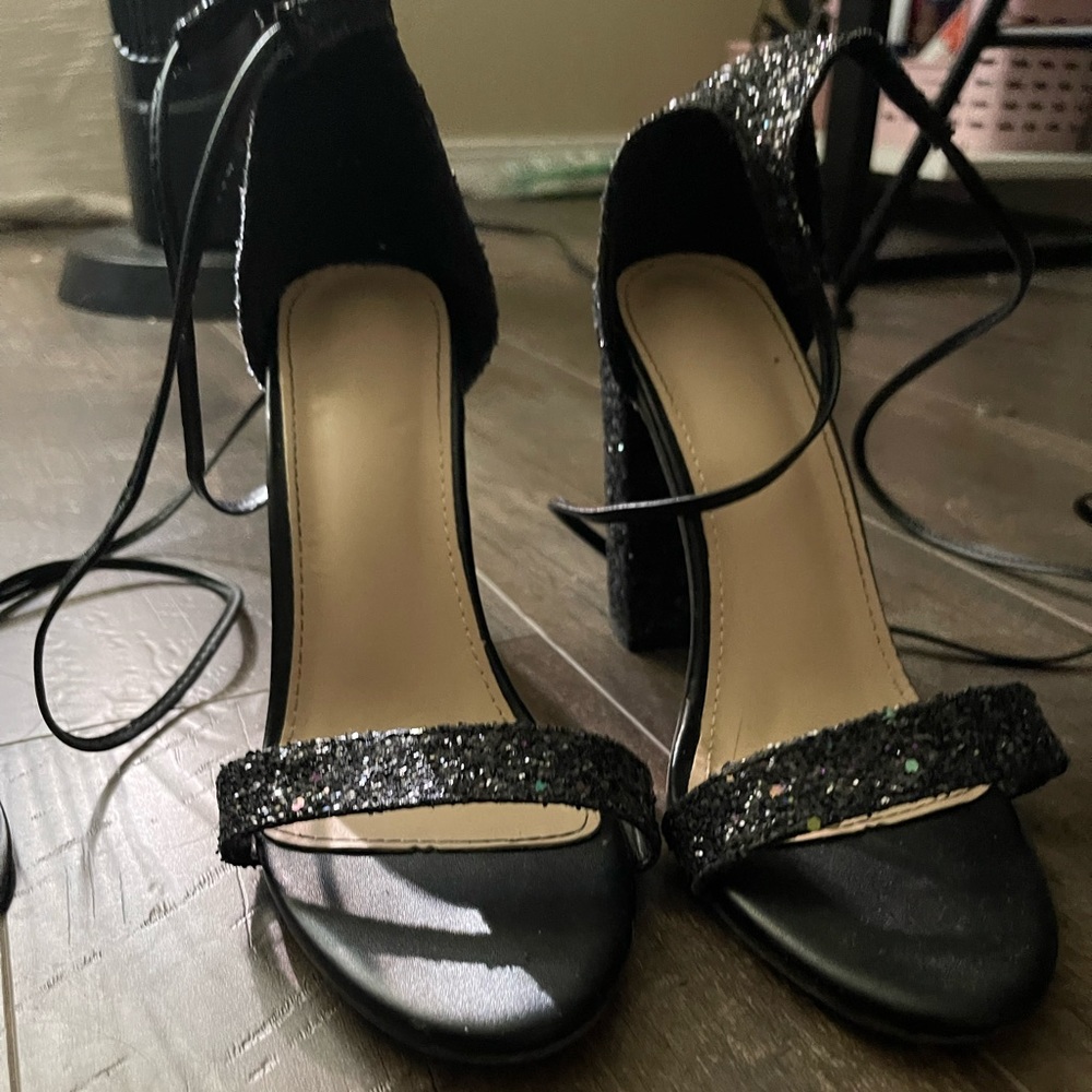 Black lace up heels